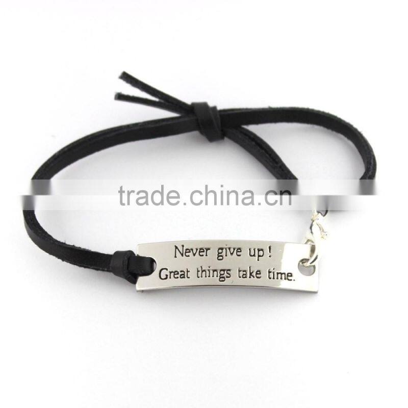 Personalized Leather Bracelets Personalized Bracelets With Engraved Alloy Charms