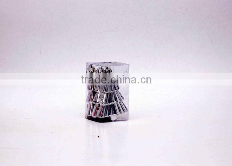 CHRISTMAS ORNAMENTS 3PK 60MM FLAT TREE SHAPED ORNAMENTS