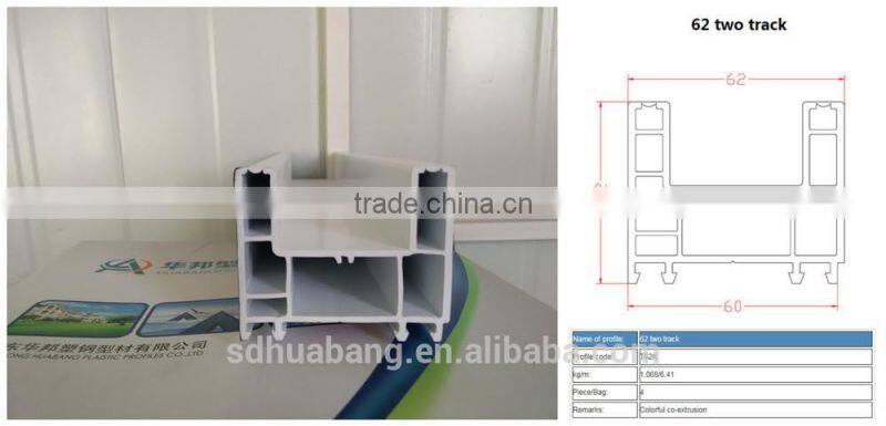 upvc profiles/pvc hollow profile 62 two track/upvc window and doors