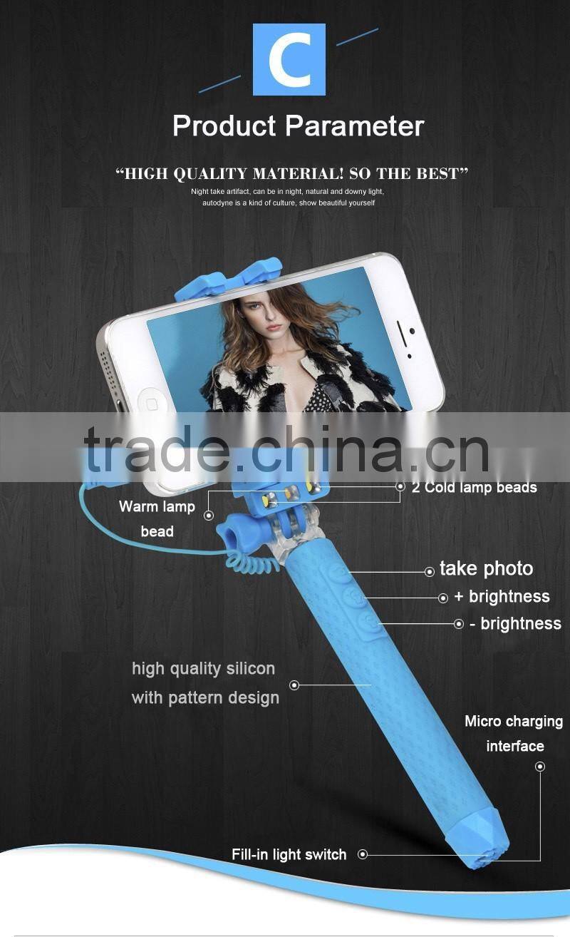 Selfie Monopod LED Flash Smartphone Selfie Stick Supreme Mini Night Version LED Filling Light For Android Phone for iPhone