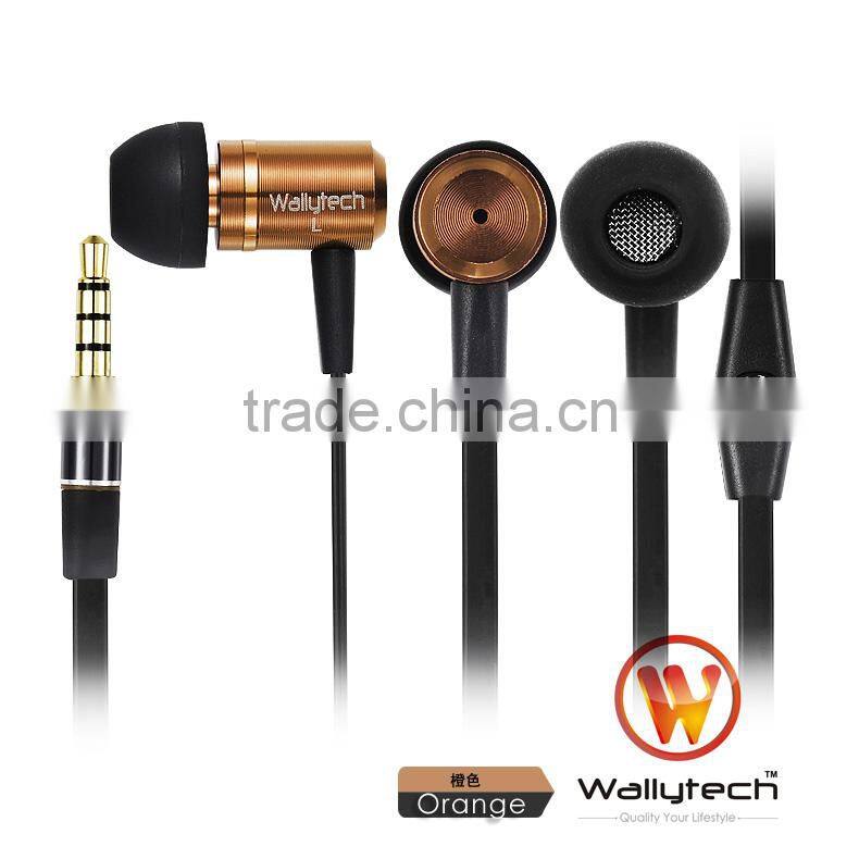 WHF-110 Flat Cable In-Ear Metal Earphones with Microphone and ON/OFF Remote for gift