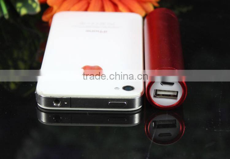 Gift metal cylinder 2200mah led light power bank portable charger