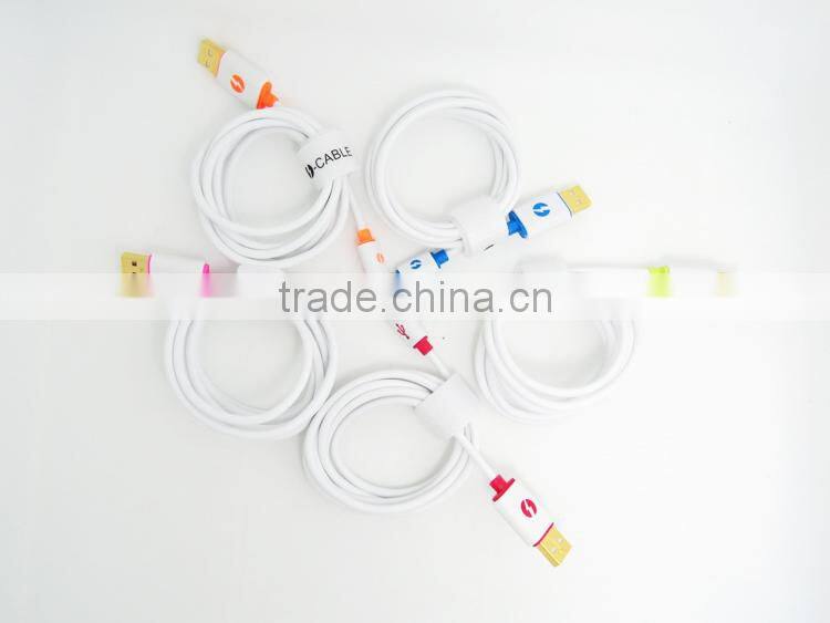 Newest Design Micro LED Colorful Flat Micro USB cable for HTC , Samsung , usb charger cable