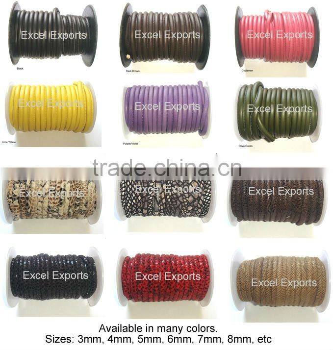 STITCHED NAPPA LEATHER CORDS 5mm Brown