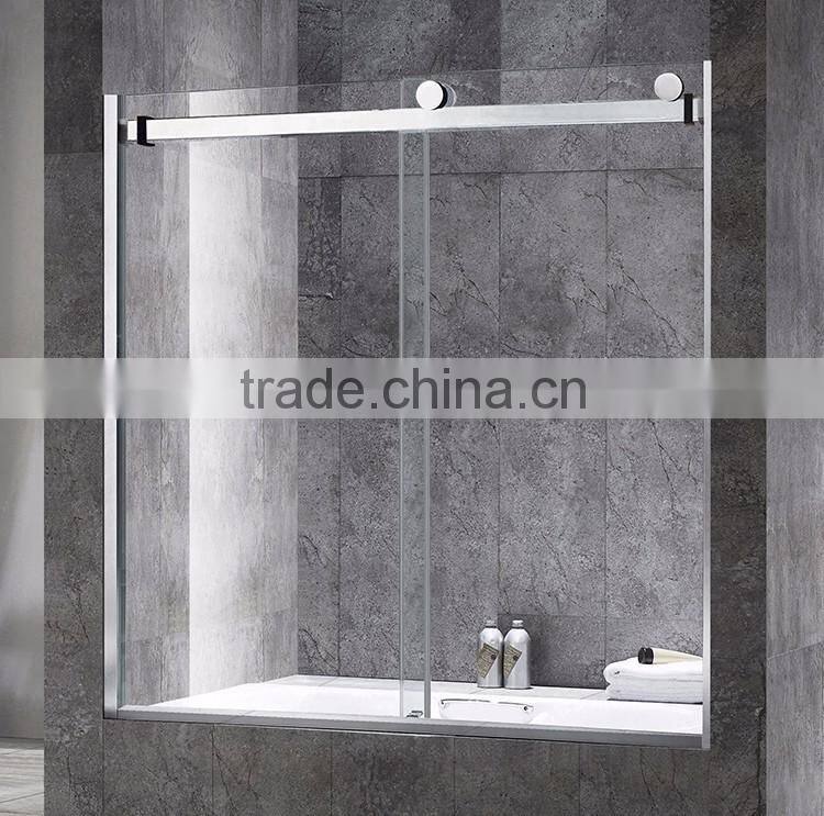 CSI/SGCC approved 8mm tempered glass frameless bathtub door sliding shower screen