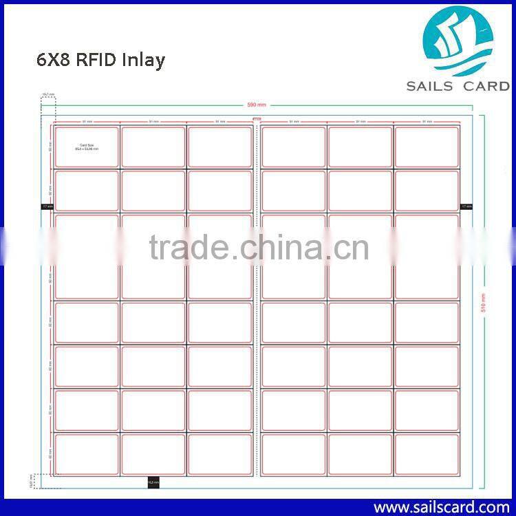 Customized 6x8 Layout RFID Inlay for ISO14443A F08 Smart Card