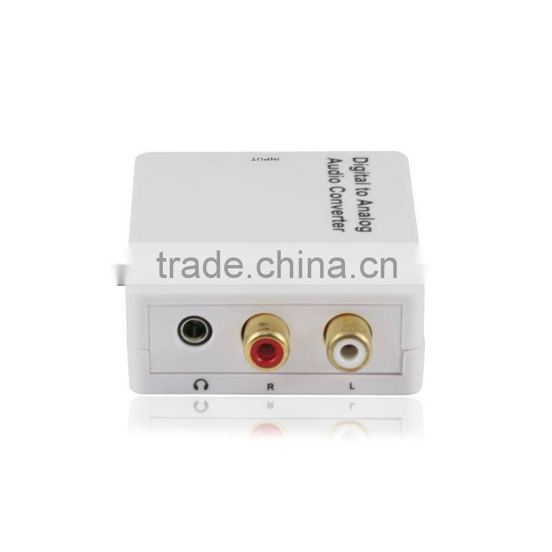 Shenzhen manufactured plasic housing Digital Coaxical Toslink to Analog R/L 3.5mm Audio Converter