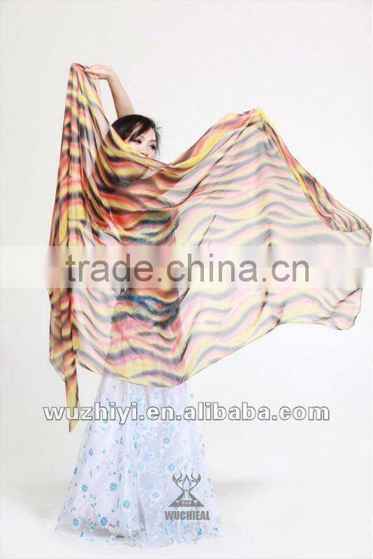 Wuchieal Silk Belly Dance Veil in Gradation Colors, Dance Accessory in Belly Dance Performance