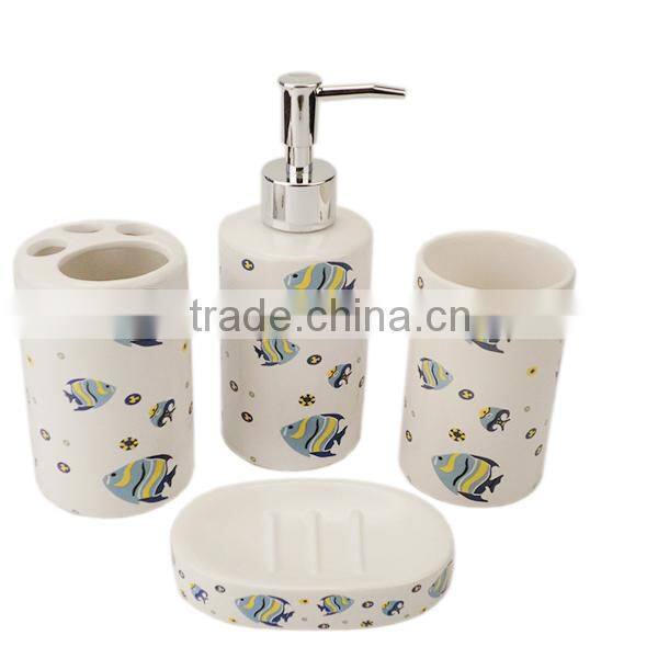 Colourful 4pcs ceramic bathroom accessory set