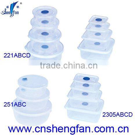 Plastic food box set with square shape 2305ABCD