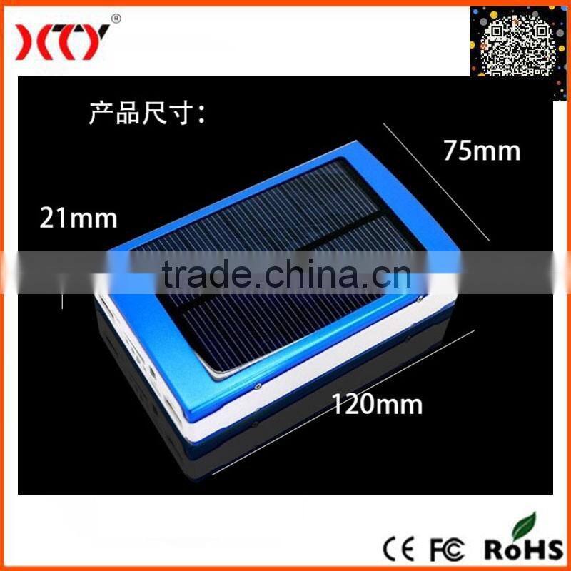 High Capacity Alloy Dual USB 10000mAh Solar Power Bank With Camping LED Light
