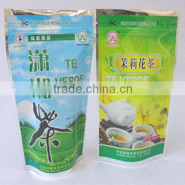 Custom printed matte suiface handling stand up aluminum foil tea bag with zipper