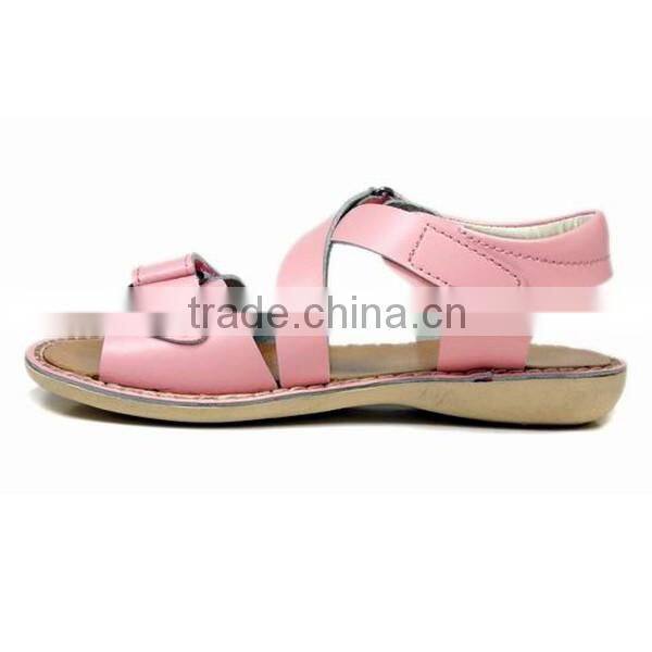 Hot Selling Summer Simple Pink Leather Girls School Sandals