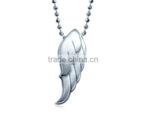 Stainless Steel Pendant- bright finish angel feather design pendant