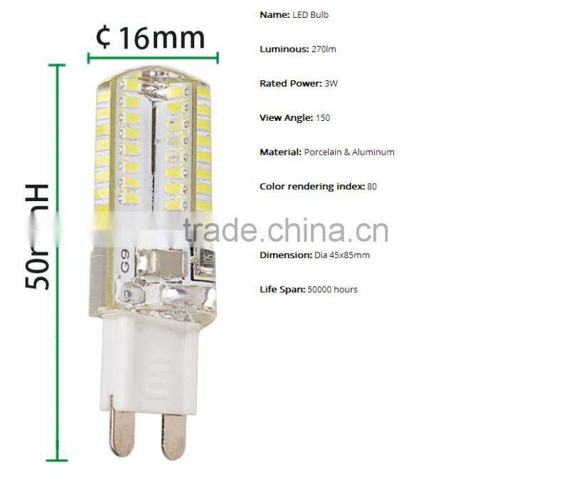 Wholesale G9 LED lamps 3W MINI Crystal Bulb SMD Crystal light cool white warm white led corn light