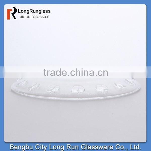 LongRun 2015 new design transparent glass fruit plate with apple pattern