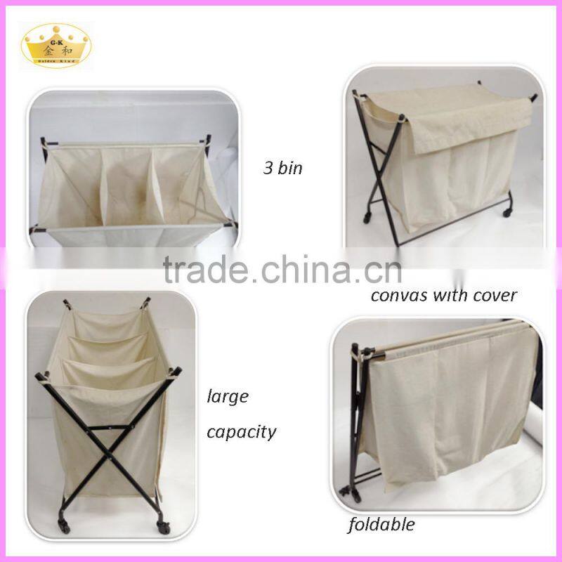 Hottest home use foldable 3 lattices canvas laundry bag