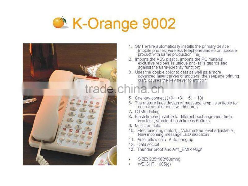 Hotel phone for guest room (1line and 2lines optional)