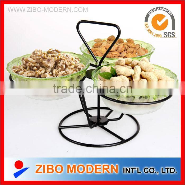 3pcs Glass Sugar bowl set on the rack