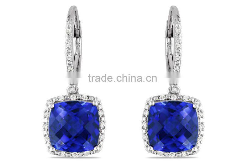 plata 925 cadenas para hombres, blue sapphire color CZ engagement ring silver