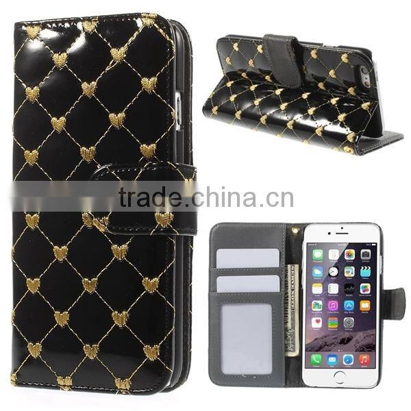 Rhombus Luxury Design Flip Wallet Leather Case for iPhone 6 Plus with Card Slot