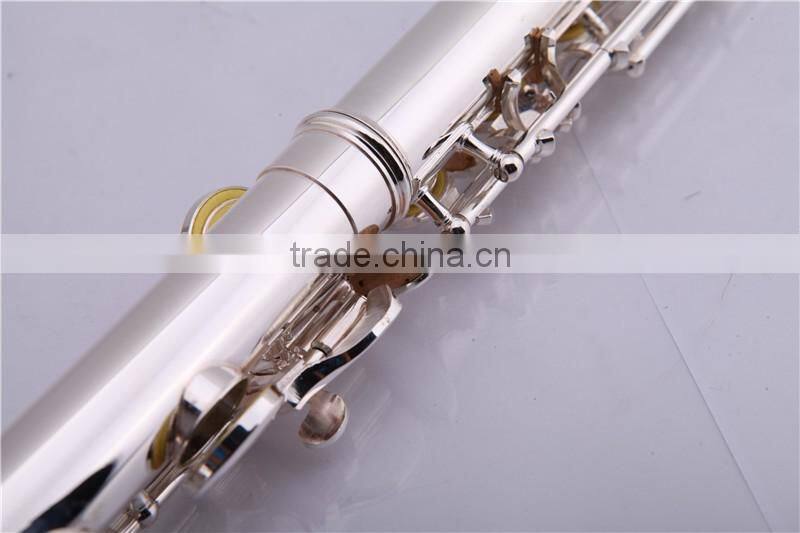 Musical instrument 17 open holes silver plated flute with Split E mechanism offset-G keys and B foot