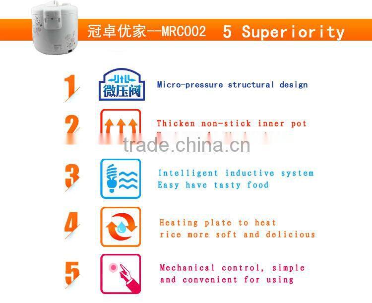 2016 new design hot sale deluxe rice cooker MRC001 white wholesale deluxe cooker