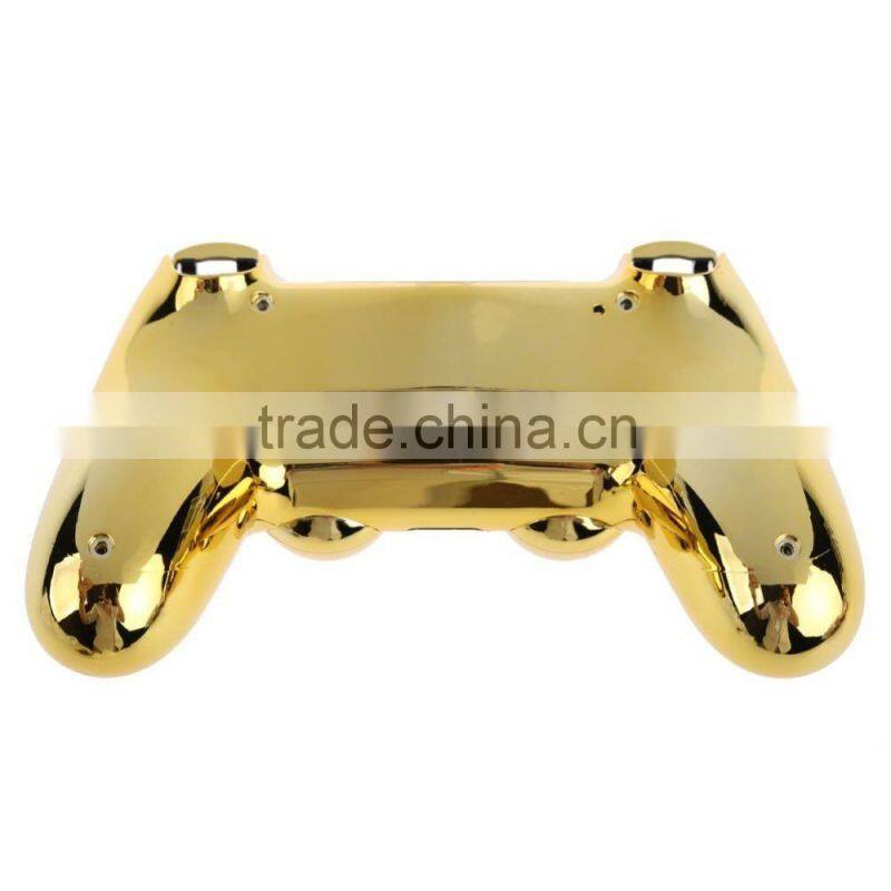 for PS4 chrome Front Back Housing Controller gold Shell Polished Glossy Case Cover Controller Grip Handle (Gold Plating)