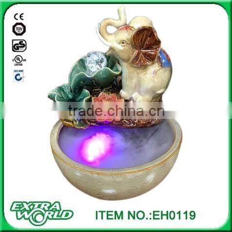 Ceramic Brown Strawberry Songbird Indoor Fountain with LED Light