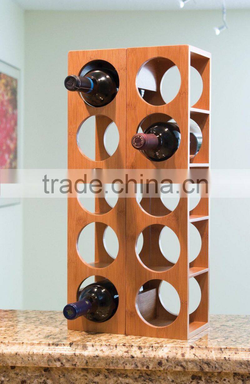 Custom Attractive Design Simple Elegant Storage Bamboo Wooden Stackable Wine Rack Holder Display