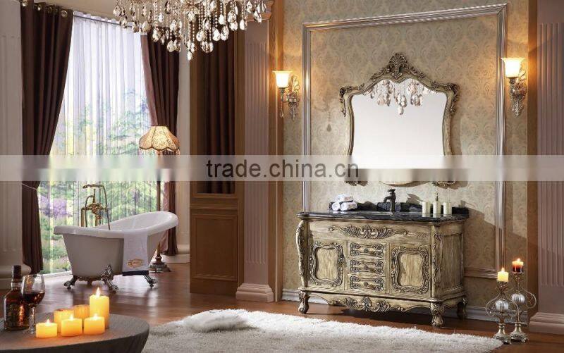 Handmade bathroom vanity set furniture beach wooden exquisite carved american cabinet WTS810