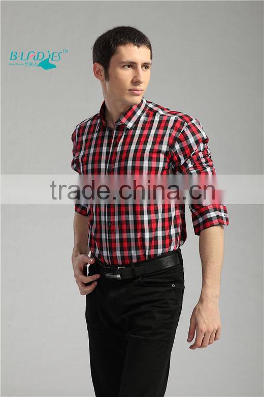 2015 Bladies New Bamboo Fiber Shirts For Men Plaid Shirts For Men