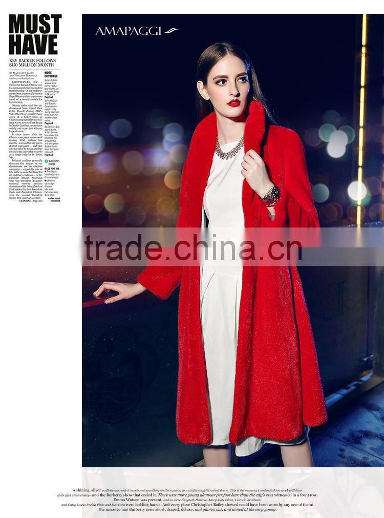 Red mink fur parka coat wholesale