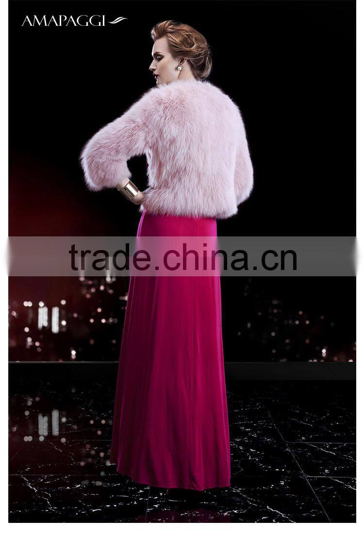 wholesale real pink fox fur jacket coat for women