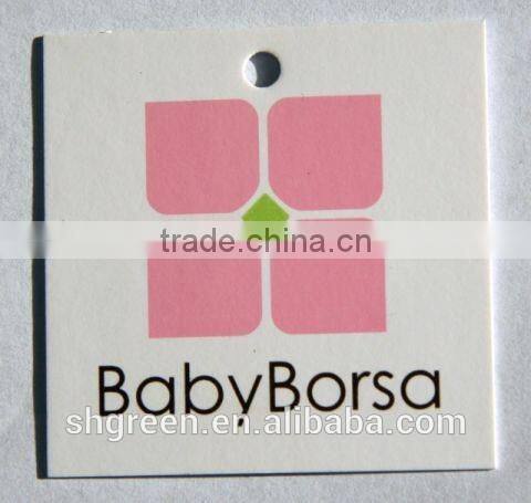 Vogue spot UV paper hangtag with nylon ribbon