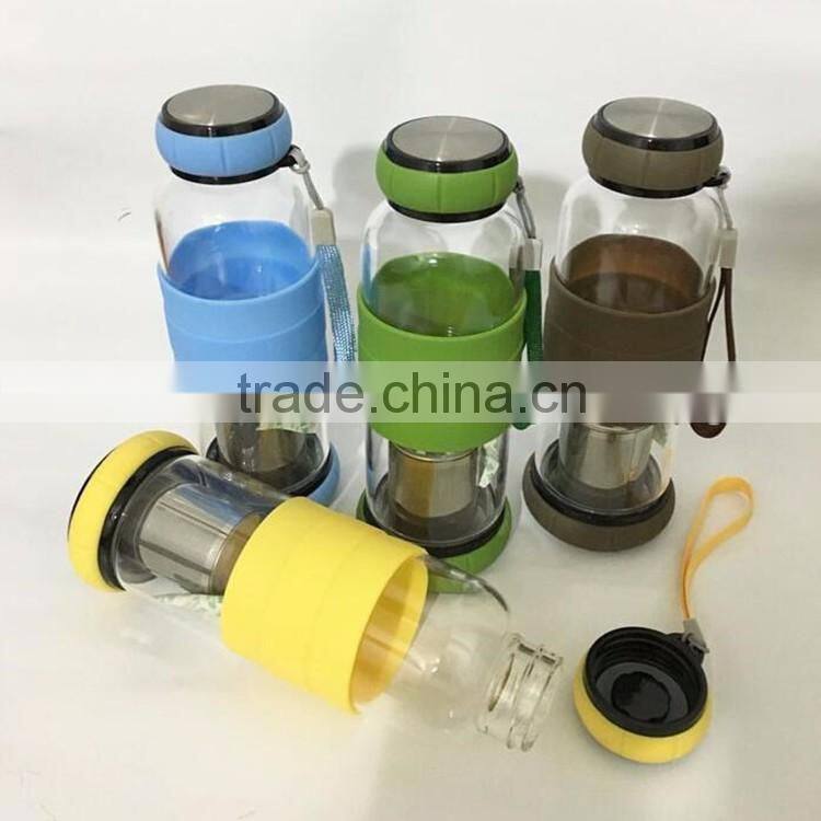 Hot Item 550ml Portable Drinking Glass Water Tea Infuser Bottle,tea infuser water bottle with string