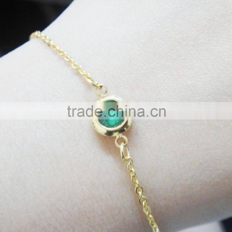 Wholesale emerald jewelry ladies stainless steel gold fake emerald bracelet wholesale