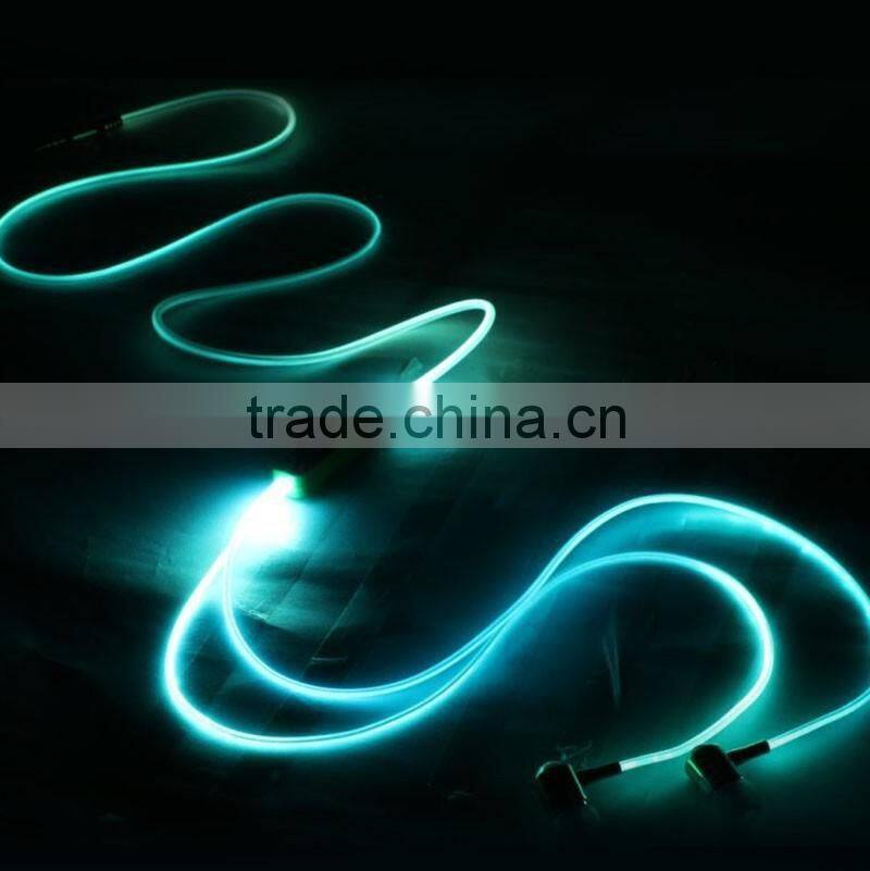 Metal Head Cheap Colorful Earphones Headset, LED headphone Flash Night Light Earphone With Clip Mic For Smartphone