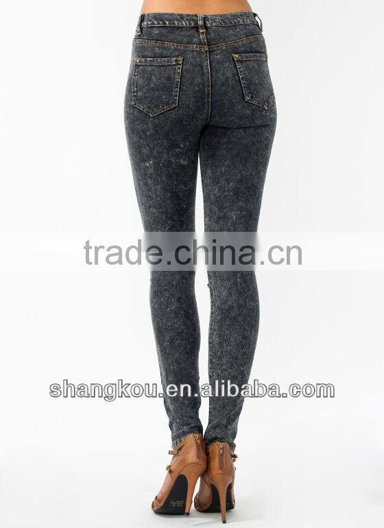 fashon women jeans zip around acid washed skinny jeans strenthc cotton jeans shkJ5