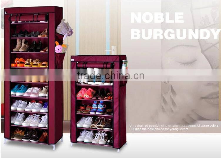 9 Tiers Front one door shoe storage with anti dusty fabric cover(FH-FR00709)