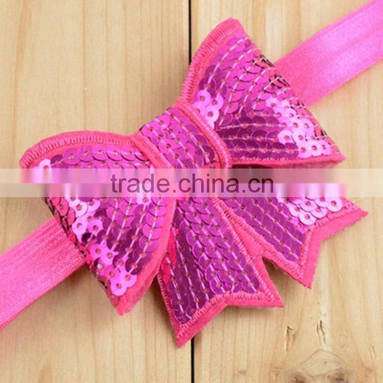 Girls sequins bow hairband for hair dress bling cheerleader sequin hair bow school girls bow hair