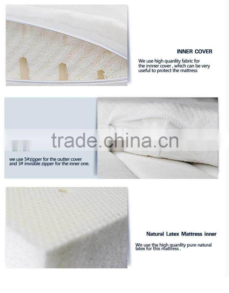 2015 Hot Sale Luxury and Soft Pure 100% Natural Thin Latex Mattress