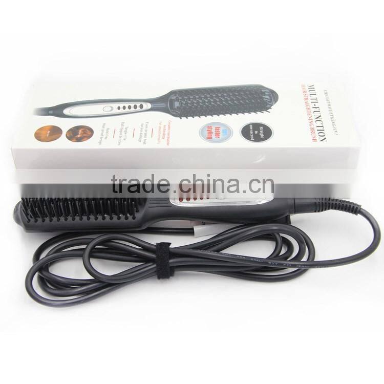 New fast black hair satraigtener tools/hair straightener comb brush with LED display