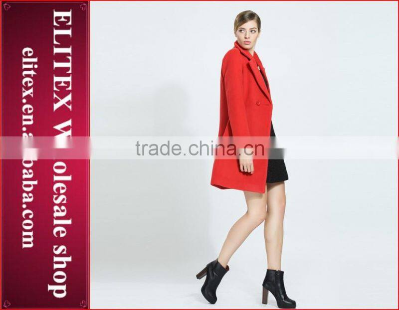 2015 Fashion Red Sexy Ladies Woven Wool Fabric For Winter Overcoat