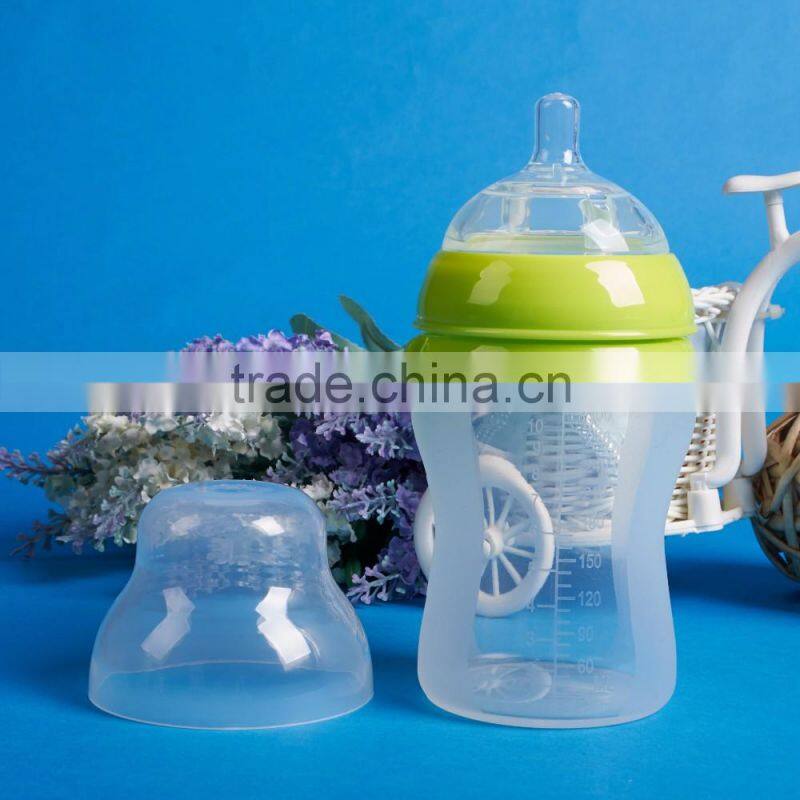 2016 unique baby bottle BPA free milk thermos silicone baby bottle wholesale