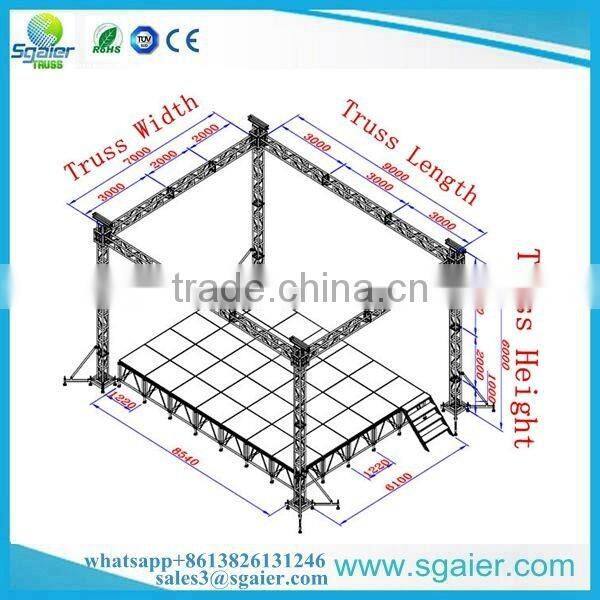 Aluminum arch roof truss ,curve roof truss 4 pillar 12m by 10m for sale