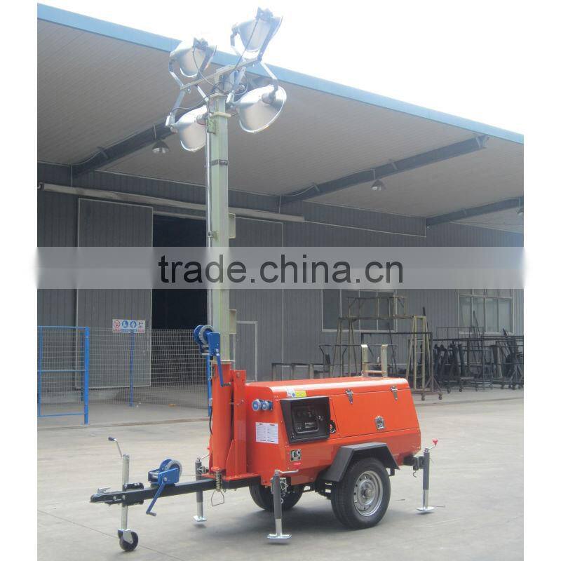 Water cooled diesel trailer light tower generator 7KVA
