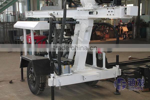 HF120W 120m water well trailer mounted drilling rig , cheap water well drilling rig