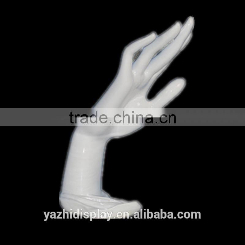 White Glossy Female Hand Mannequin for Finger Rings and jewelry Display