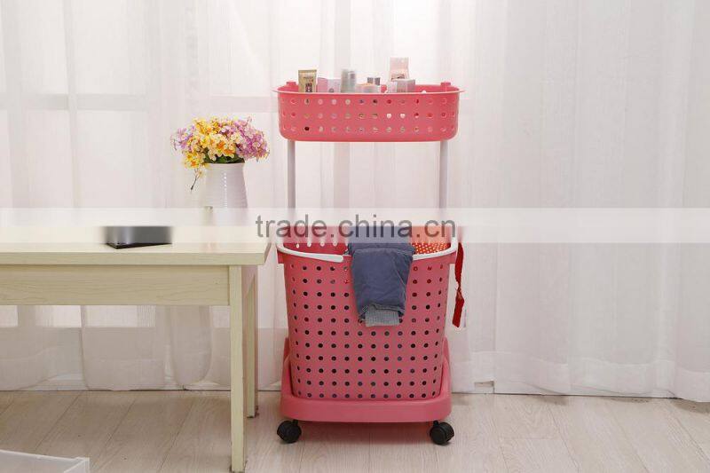Plastic Household laundry basket clothing barrels Laundry Basket Sorter Care Rolling Cart